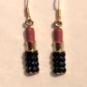 Rhinestone Lipstick Earrings